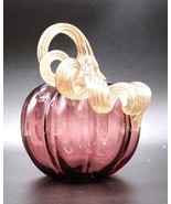 Art Glass Purple Pumpkin Hand Crafted Artisan Decor Style - $20.50 CAD