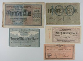 1918-1923 Germany 5-Notes Currency Set Weimar Republic State Bank &amp; Railroad - £50.01 GBP