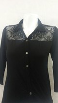 Weavers Womens Black See through Button up Long Sleeves top S Bin29#7 - £4.24 GBP