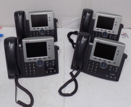 Lot of 4 Cisco Unified IP Phones With Stands &amp; Handsets CP-7945G - £90.54 GBP