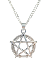 Pentagram Pentacle Necklace 30&quot; Extra Long Chain Pendant  Wiccan Pagan Gothic - £7.19 GBP