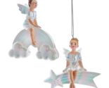 Kurt Adler Set of 2 Resin 4&quot; Opalescent Fairy Christmas Ornaments E0938 - $31.88
