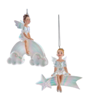 Kurt Adler Set of 2 Resin 4&quot; Opalescent Fairy Christmas Ornaments E0938 - £24.90 GBP