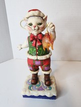 Jim Shore Catch the Christmas Spirit Figurine 402776 in Box 2012 Cat Fish - £24.72 GBP