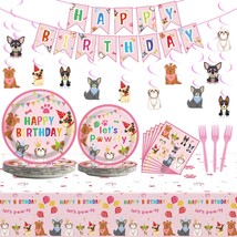 Dog Themed Party Decorations Set Including Dog Tableware Set Serves 24 Guests Ba - £53.05 GBP