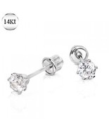 Pair of 14Kt. White Gold Round CZ Earring with Screw Back - $59.95