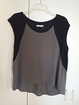 AMERICAN EAGLE OUTFITTERS LADIES SLEEVELESS BLACK/GRAY THIN KNIT TOP-M-V... - $4.99