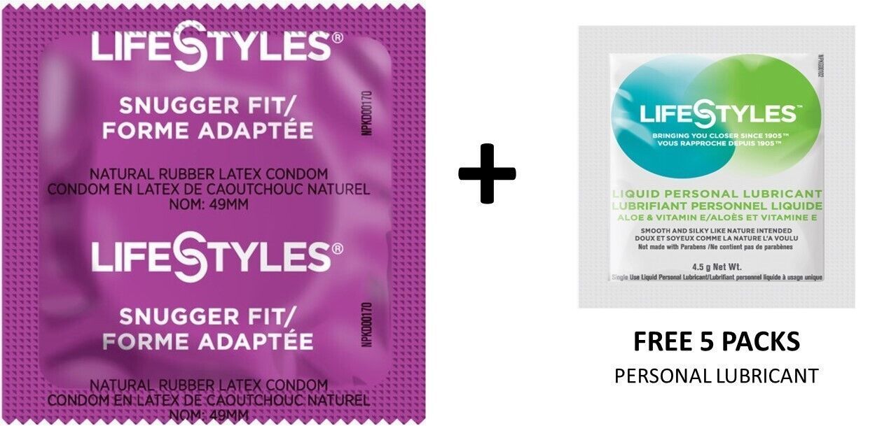 100 CT Lifestyles Snugger Fit Condoms + FREE 5 Lifestyles lubricant packs - $21.73