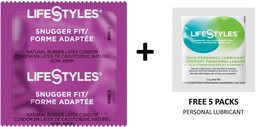 100 CT Lifestyles Snugger Fit Condoms + FREE 5 Lifestyles lubricant packs - $21.73