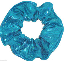 Ocean Blue Metallic Spandex Hair Scrunchie Scrunchies by Sherry Swimwear - £6.31 GBP