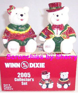 Winn Dixie Salt &amp; Pepper Christmas Bears Shakers Limited Edition 2005 Re... - £11.76 GBP