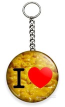 Funny Quote I Love Macaroni Mac And Yellow Cheese Heart Keychain Key Fob Ring - £12.38 GBP+