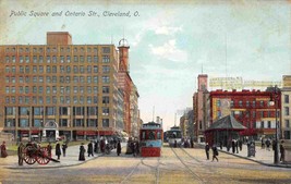 Streetcars Public Square Ontario Street Cleveland Ohio 1910c postcard - £5.79 GBP