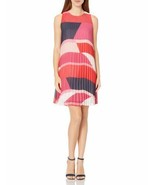 Vince Camuto Women&#39;s Printed Chiffon Pleated Float Dress Sz 8 PINK NWT - $65.44