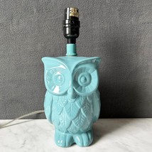 Turquoise Ceramic Owl Lamp - Bedside Table Desk 11.5&quot; x 5.5&quot; No Shade - $28.45