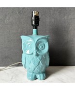 Turquoise Ceramic Owl Lamp - Bedside Table Desk 11.5&quot; x 5.5&quot; No Shade - $530.30 MXN