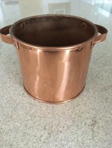 Antique Solid Copper Planter, Bucket With Handles (11&quot; X 7&quot;) - $257.13