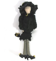 Carmen Manago Doll Sohpia Black Rabbit Fur Shelf Sitter Fashion Lady  23&quot; Vtg - £19.74 GBP