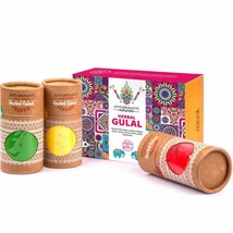 Holi Naturals Gulal Green- Yellow and Red Colour Set Hand-Made Herbal 100g- 3 Pc - £26.79 GBP