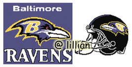 Nfl ~ Baltimore Ravens Helmet Set Cross Stitch Pattern P D F - £6.30 GBP
