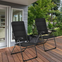 2 Pieces Outdoor Folding Patio Chairs with Adjustable Backrest for Bistro and Ba - £134.28 GBP