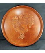 Round Hand-Carved Wood Rooster Serving Tray, Hangs, 14.5&quot; Dia. - £17.34 GBP