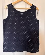 NWT Lands End Top Womens Blue Polka Dot Tank Top Scoop Neck Sleeveless L... - $18.99