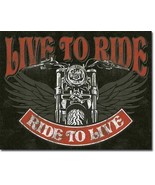 Motorcycle Sign Live to Ride Ride to Live Metal New 12 1/2x16inches - $22.99