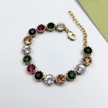 New Hot Sale Brand Vintage Brass Necklace Ladies Colorful Crystal Choker Bracele - £40.95 GBP