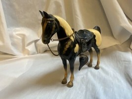 Vintage Breyer Horse Black &amp; White Western Horse Toy Saddle Chain Reins Black - £46.00 GBP