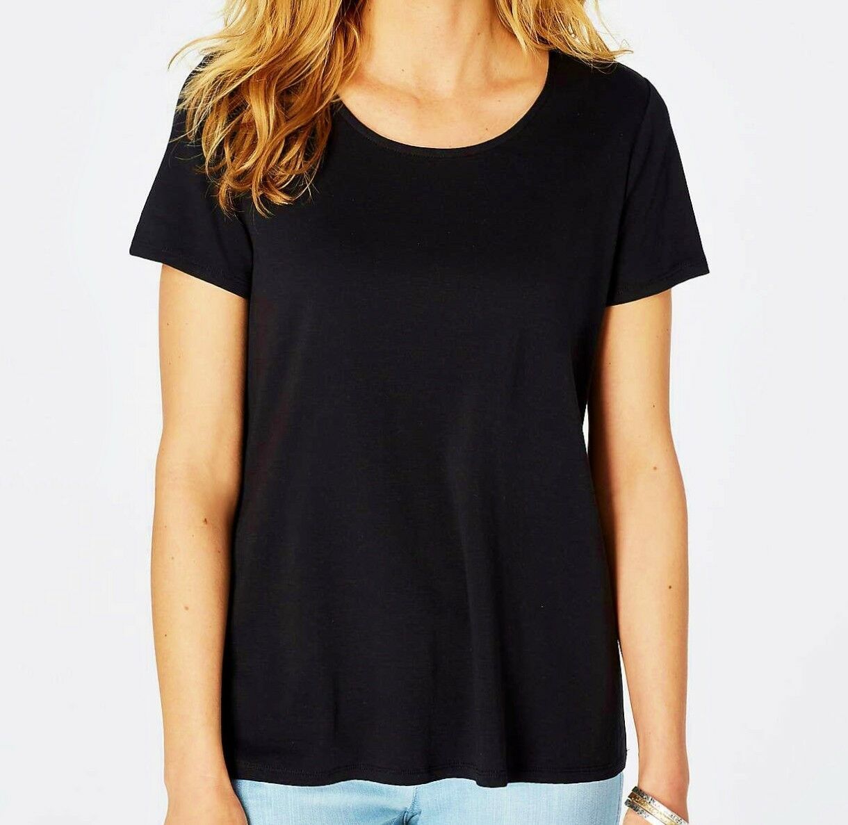 J Jill Top Plus Sz 2X Black Shirred Back Pima Cotton Shirt Tee NEW Relax... - $50.00