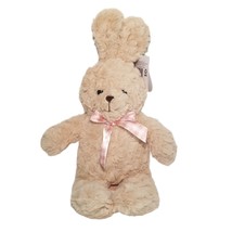 DanDee Bunny Rabbit Plush Stuffed Animal Tan Pink Gingham Bow Embroidered Tags - £12.01 GBP