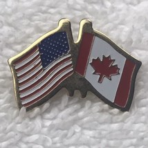 USA Canada Friendship Flags Pin Vintage - £7.92 GBP