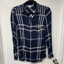 Old Navy Womens Navy Blue White Soft Plaid Long Sleeve Button Up Shirt S... - £7.78 GBP