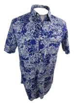 Izod Men Hawaiian ALOHA shirt pit 2 pit 21 S batik purple floral tropical cotton - $17.81