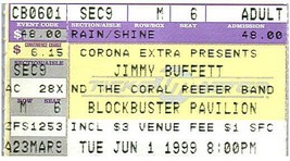 Jimmy Buffett Ticket Stub June 1 1999 Charlotte North Carolina - £19.38 GBP
