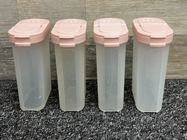 Tupperware Modular Spice Containers Clear 1846 - Lot of 4 w/ 1844-12 Pink Lids - £11.59 GBP