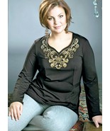 BLOUSE COCKTAIL STRETCH CAREER TUNIC MADE IN EUROPE NATURAL LONG SLEEVE ... - £39.04 GBP