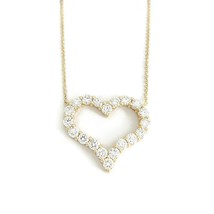 Open Diamond Heart Pendant Necklace 14K Yellow Gold 2.25 CTW - £3,293.51 GBP