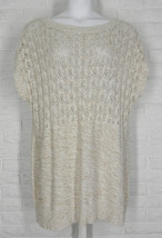 CATO Long Sweater Tunic Short Sleeve Oatmeal Tan White 22 24 - £17.90 GBP