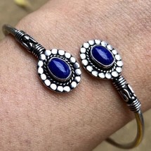 Handmade Cuff Bangle Jewelry German Silver, Natural Lapis Lazuli Gemstone 1 - £13.59 GBP