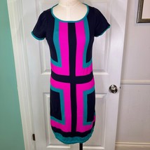 Lilly Pulitzer Sweater Dress Isabella Knit  Colorblock Navy Pink Teal Wo... - $614.42 MXN