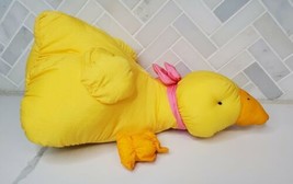 Dept 56 Duck 12&quot; Puffalump Parachute Nylon Easter Pink Ribbon Nursery Decor - £15.12 GBP