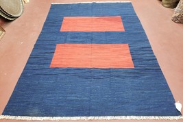 Red Blue Turkish Kilim Rug 6x9 - 7x10 Flatweave Carpet Hand Woven Abstract New - £552.94 GBP