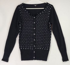 Vila Milano Sweater Womens Small Black Silver Embellished Cardigan Button Up - £18.59 GBP