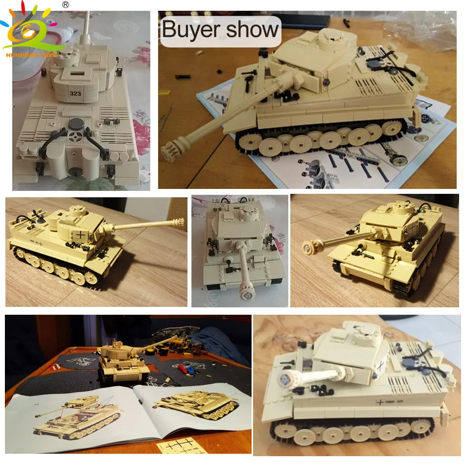 Play HUIQIBAO Military German King Tiger Tank Model Building Blocks A WW2 Soldie - £28.99 GBP