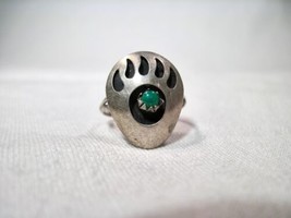 Vintage Navajo Sterling Silver Turquoise Shadowbox Ring Size 4 K131 - £38.15 GBP