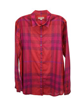 Burberry Checked Button-Up Shirt In Cotton Women Pink L - £82.53 GBP