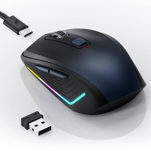 Wireless Mouse,Computer Mouse With Rgb Backlit,2.4G Usb Rechargeable Wireless Mi - £34.35 GBP