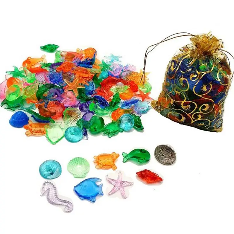 100pcs Summer Diving Toys Sea Animal Gems Pool Toy Ocean Themed Coloured Diamond - £11.86 GBP